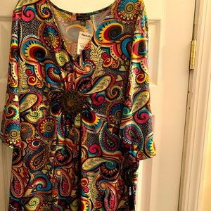 Voir Voir multi vibrant color 3/4 sleeve below the knee dress size 24W.